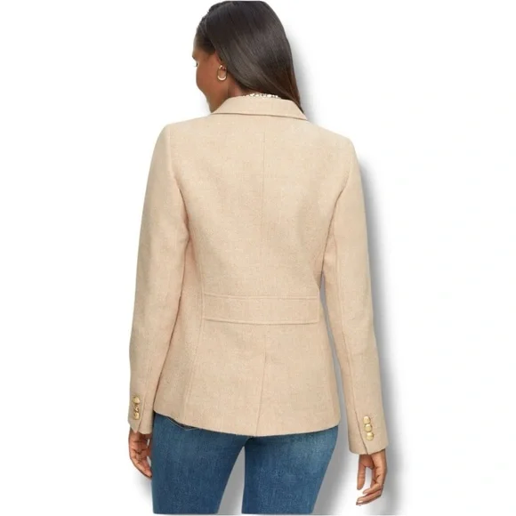 TALBOTS Classic Shetland Blazer - Bicolor Herringbone Oatmeal Women’s 18 - Picture 2 of 14